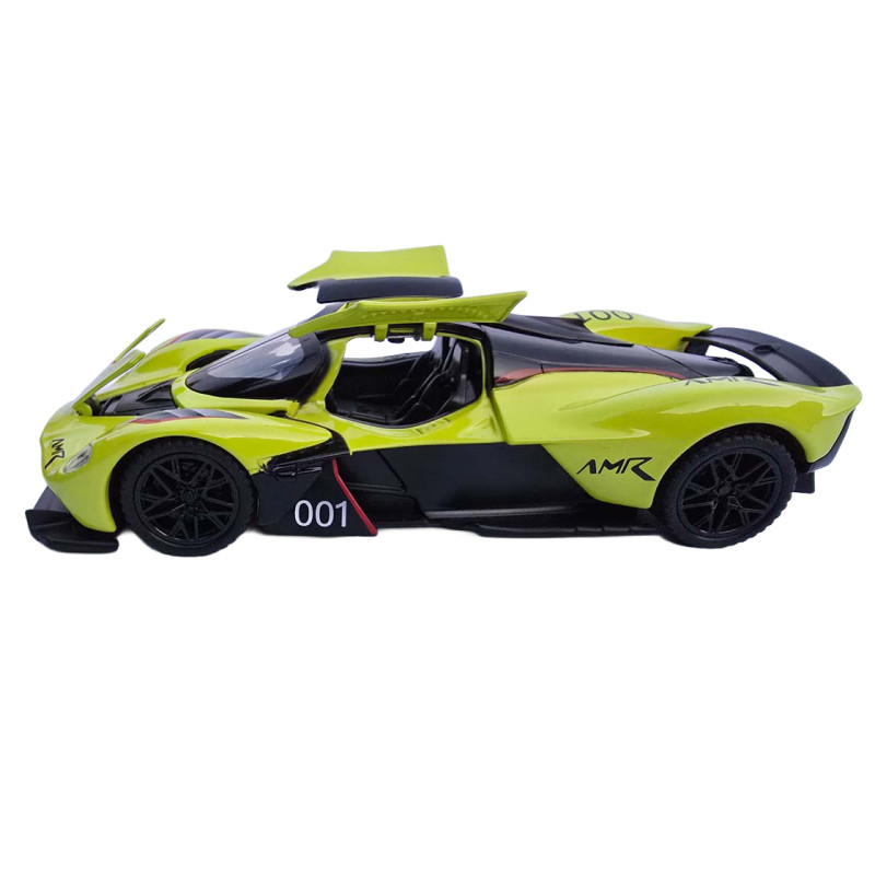 Машинка метал Aston Martin Valkyrie Астон Мартін зелена 1:32 світло звук 16*7,5*4см (31614)