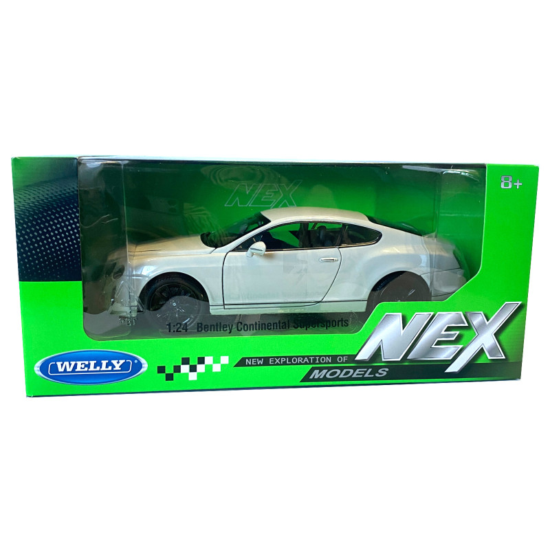 Іграшкова машинка металева WELLY 1:24 BENTLEY CONTINENTAL SUPERSPORTS, бентлі континенталь суперспорт, відкр.двері, капот, білий,19*7.5*5.5 см (24018W)