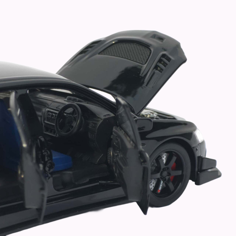 Машинка метал Mitsubishi Lancer Evolution IX чорна 1:32 світло звук інерція відч двері баг капот 15*5,5*4,5см (TK-20651)