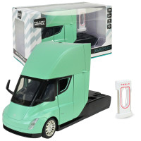 Машина метал Tesla semi truck head Тесла вантажівка зелений 1:24 світло звук 20*7*12см (AP7731)