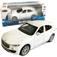 Іграшкова машинка металева Maserati Levante Мазераті Леванте біла, звук, світло, інерція, відкр. двері, капот, багажник, 14*6*5 см (41094W)