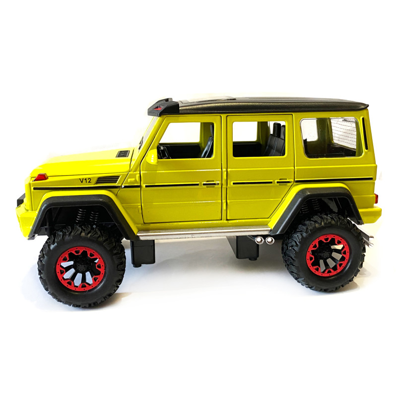 Машинка металева дитяча Mercedes G500 мерседес, жовтий, Автоексперт, 1:24, світло, інерція, відкриваються двері, багажник, капот, 20*10*11см (GT - 09002)