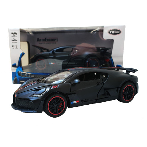 Іграшкова машинка металева Bugatti Divo, Бугатті, чорна, звук, світло, інерція, відкр двері, Автоексперт, 1:32,15*7*5см (32510) 