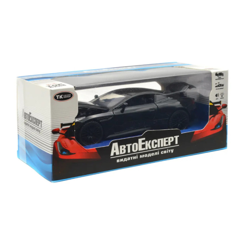 Машинка метал Aston Martin DB12 GT чорна 1:32 світло звук 15,5*6,5*4см (84112)