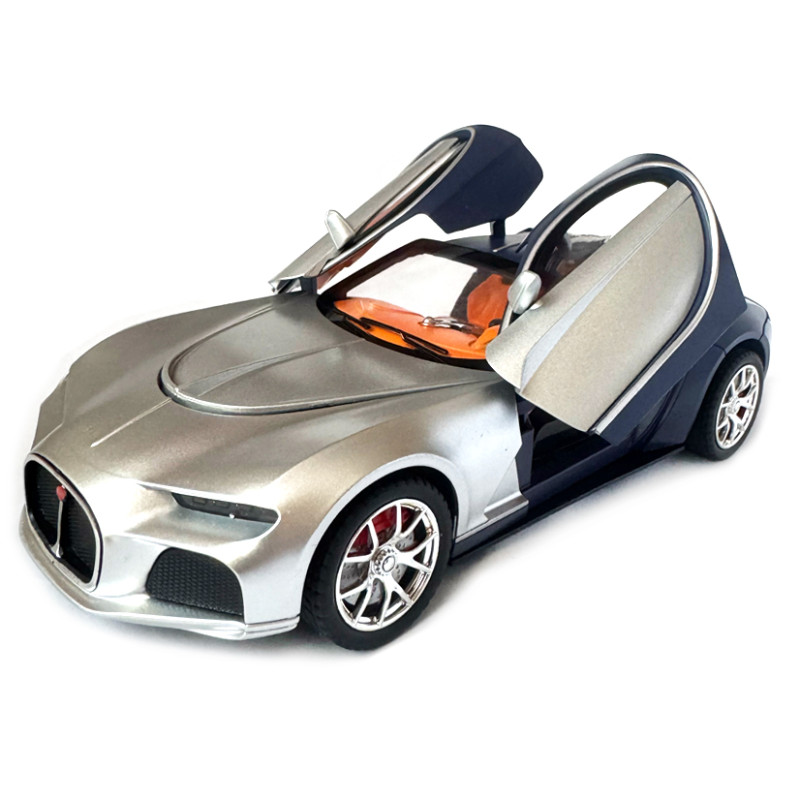 Машинка металева Bugatti Atlantic Бугатті Атлантік срібно-синя АвтоЕксперт 1:24 парогенерація світло звук 20*8,5*5,5 см (GT-70150)