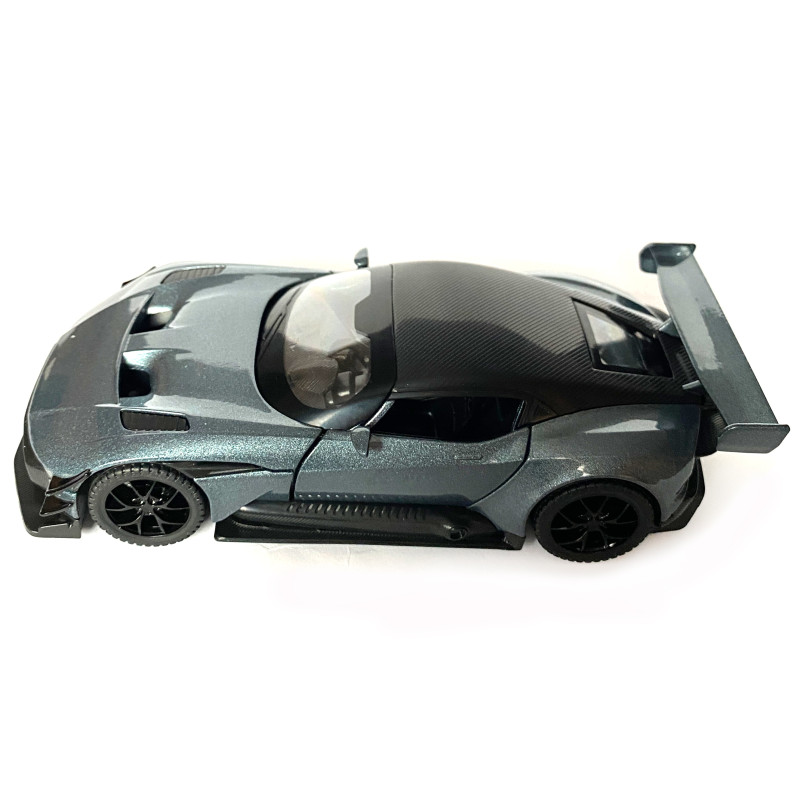 Іграшкова машинка металева Aston Martin Vulcan, астон мартін, сіра, звук, світло, інерція, откр двері, капот, Автоексперт, 1:32,14,5*7*4,5 см (ТК-10601)