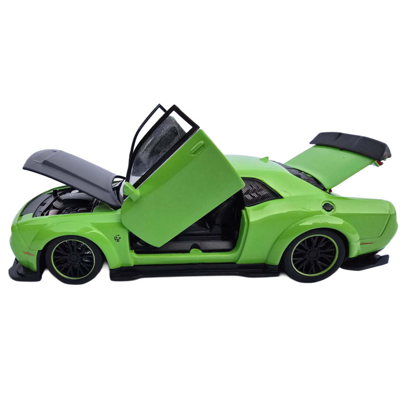 Машинка металева Dodge Challenger SRT Hellcat Додж 1:32 зелений світло звук 16*7*4,5см (23622)