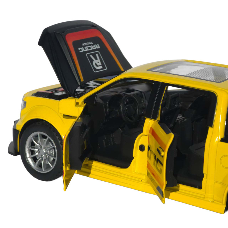 Машинка метал Ford F-150 Raptor жовта 1:22 світло звук інерція відч двері капот багажник (TX33912)
