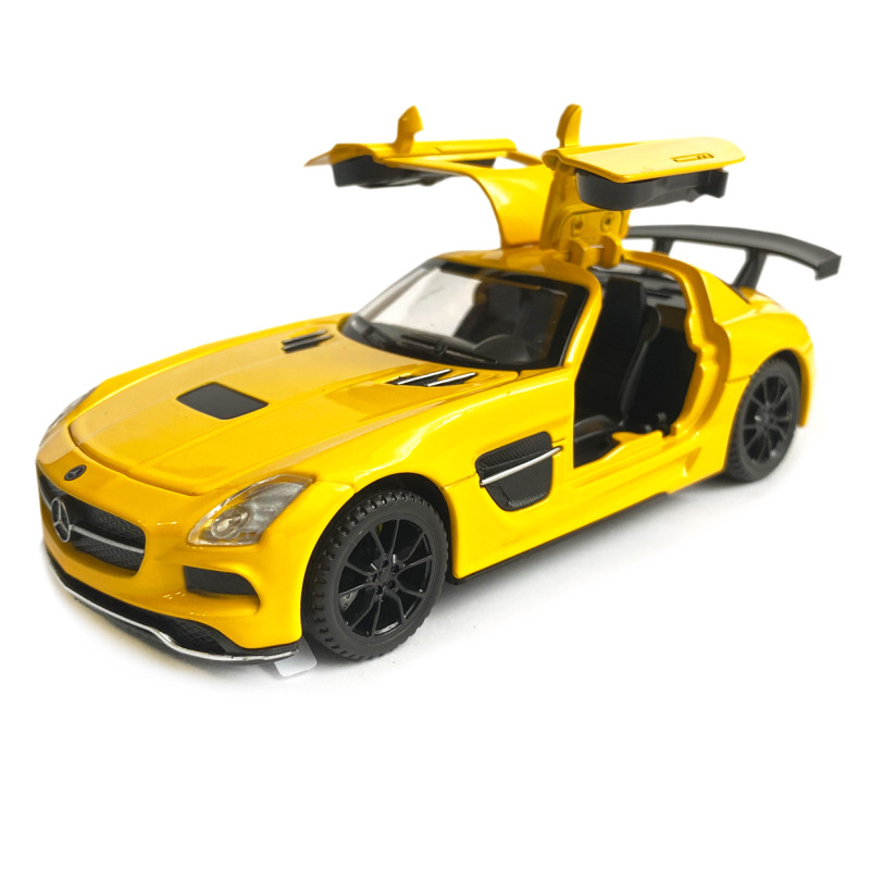 Іграшкова машинка металева Mercedes-AMG GT Black Series АвтоЕксперт, жовта, звук, світло, інерція, відкр. двері, капот, багажник, 15*6*5 см (87036)