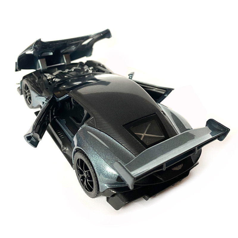 Іграшкова машинка металева Aston Martin Vulcan, астон мартін, сіра, звук, світло, інерція, откр двері, капот, Автоексперт, 1:32,14,5*7*4,5 см (ТК-10601)
