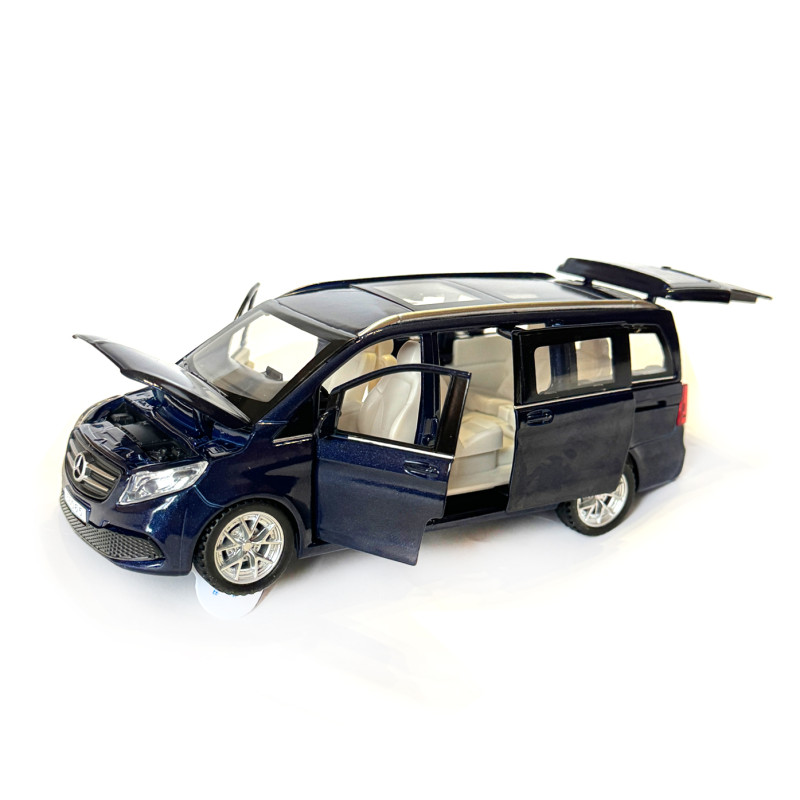 Машинка металева Mercedes Benz Vito V260 мерседес віто мікроавтобус синій 1:32 світло звук відкриваються двері баг капот резинові колеса 16*7*6 см (AP-1826)
