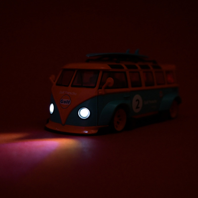 Машинка металева Volkswagen t1 bus Автопром помаранчево-блакитна 1:24 звук світло 19,5*8,5*5 см (AP7751)