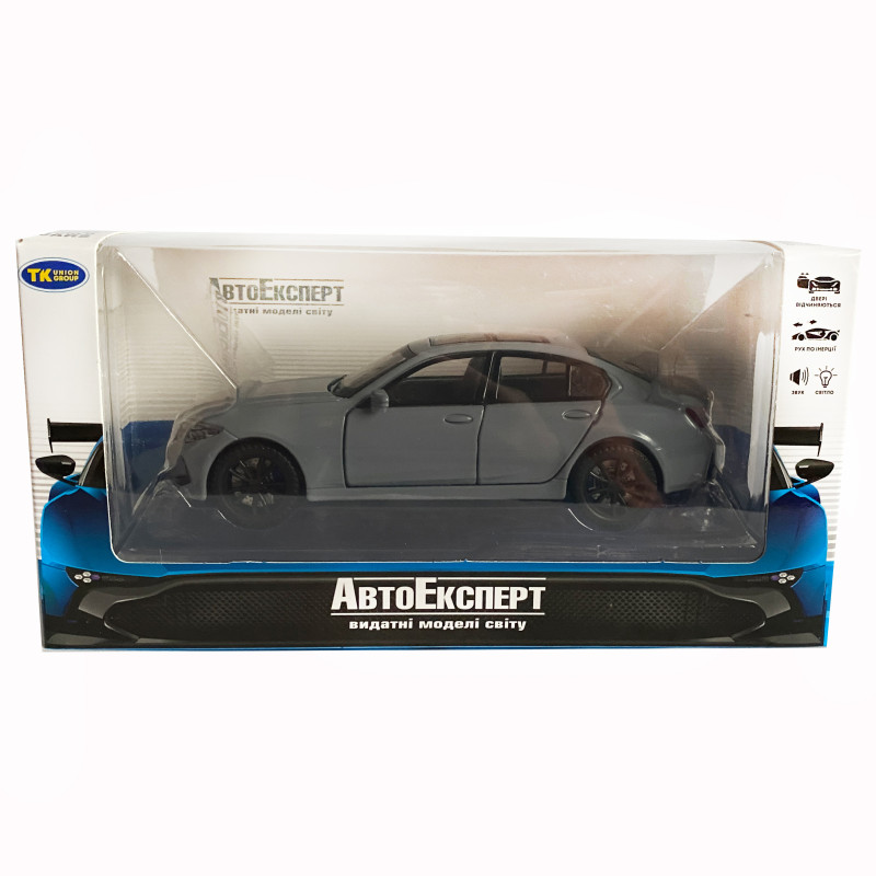 Іграшкова машинка металева BMW 320Li, БМВ, сіра, звук, світло, інерція, откр двері, багажник, капот, Автоексперт, 1:32,15*7*5см (ТК-10105)