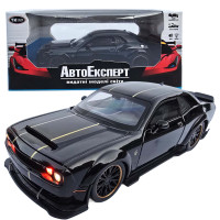 Машинка металева Dodge Challenger SRT Hellcat Додж 1:32 чорний світло звук 16*7*4,5см (23622)