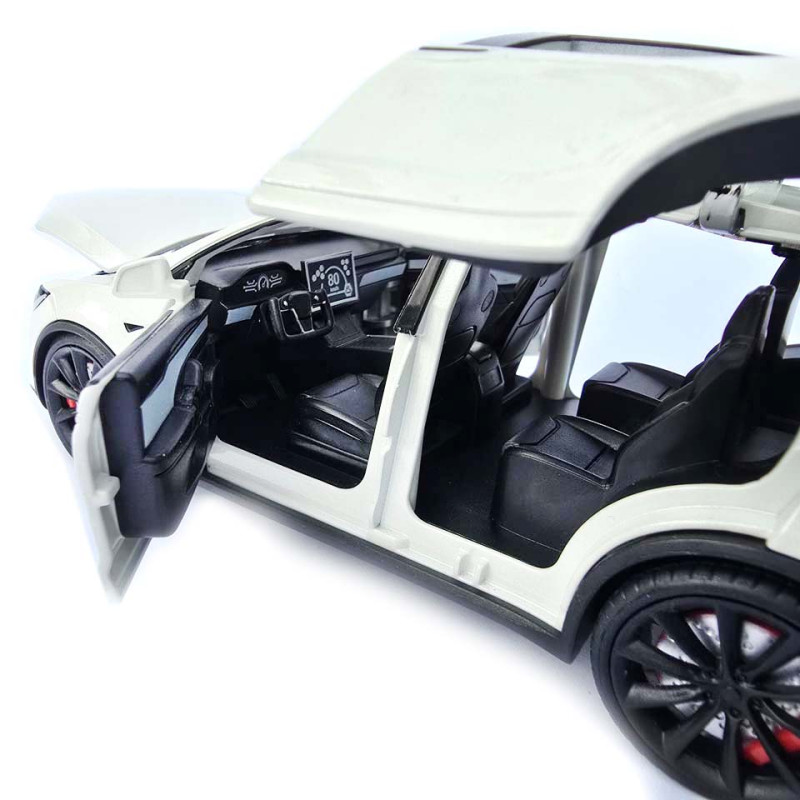 Машинка метал Tesla model X електрокар біла Тесла 1:24 відкр двері баг капот звук світло 17,5*7,5*5,5см (EL 97188)