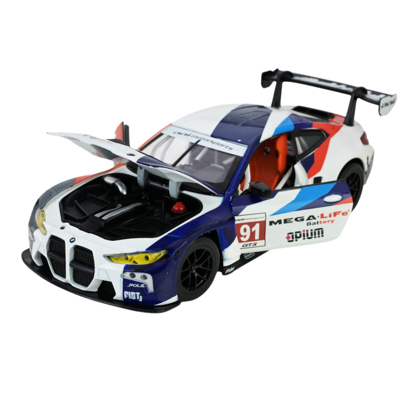 Машина метал BMW M4 GT3 Sport БМВ Автопром синя 1:24 світло звук відкр дв 21*9*5,5 см (68282A(B))
