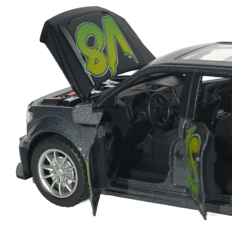 Машинка металл Ford F-150 Raptor серая 1:22 свет звук инерция откр дверь капот багажник (TX33912)