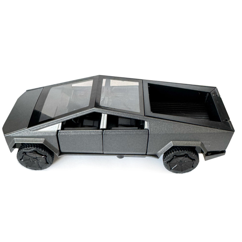 Машинка металева Tesla Cybertruck Тесла Кібертрак сіра 1:32 відкр двері баг капот звук світло 16*5,5*6 см (68090)