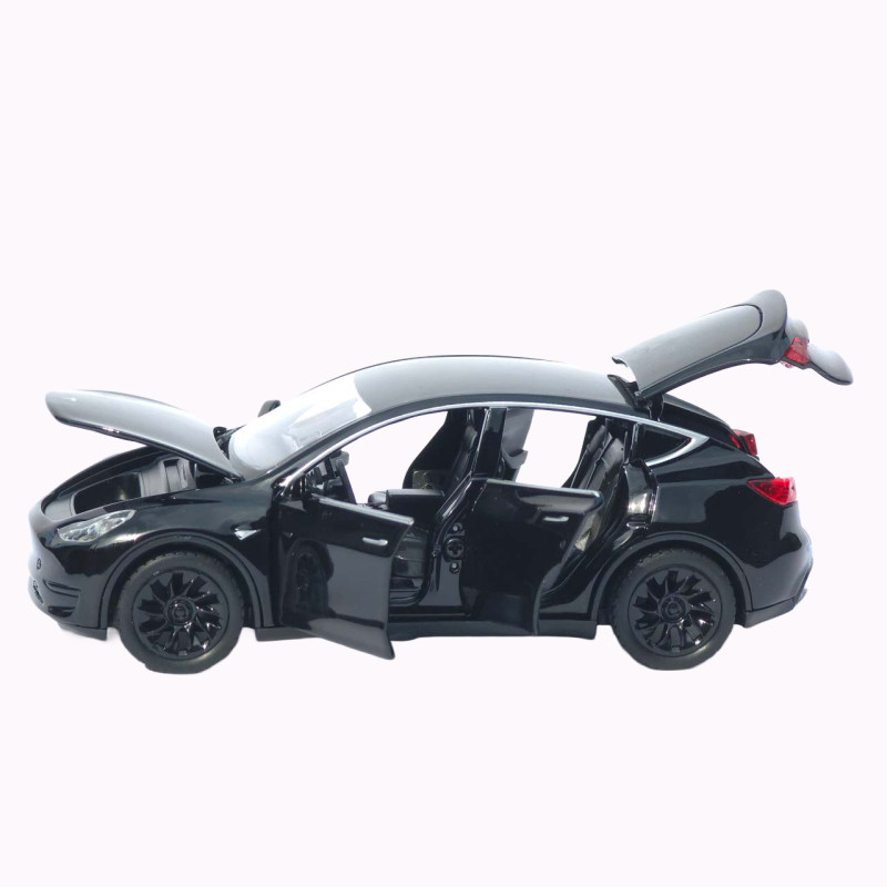Машинка метал Tesla Model Y чорна 1:32 звук світло відкриваються двері капот багажник (ТК-8321)