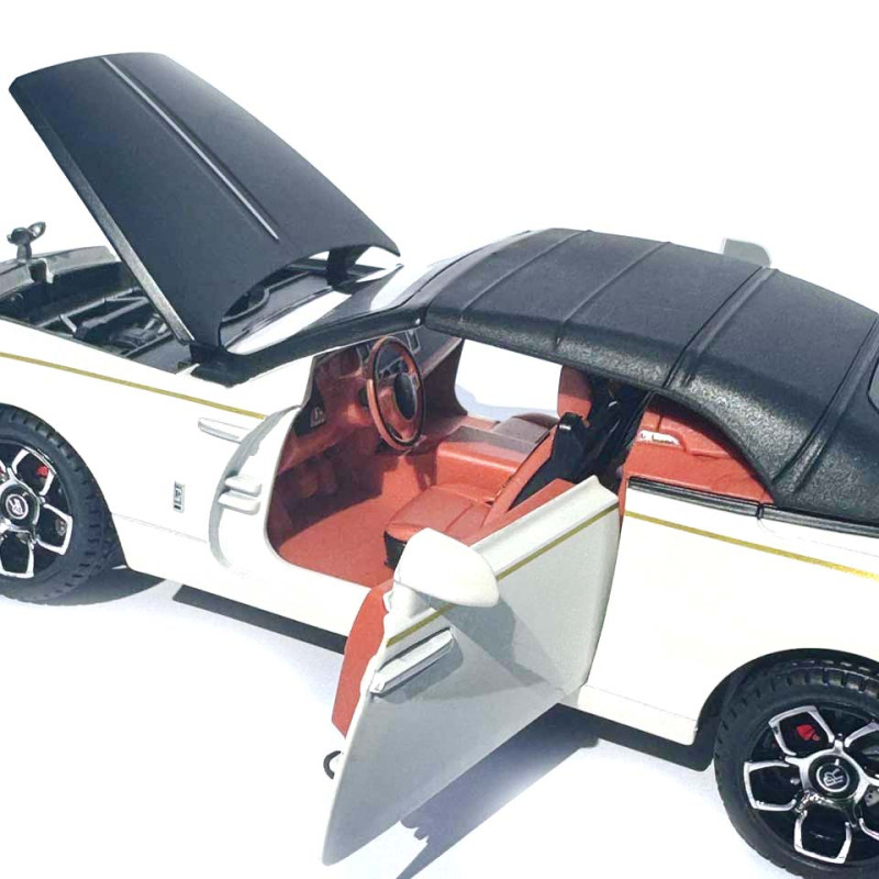 Машинка метал Rolls-Royce Dawn Spofec Ролс Ройс кабріолет білий 1:24 відкр двері баг капот звук світло 22*6,5*8см (AP-2013)