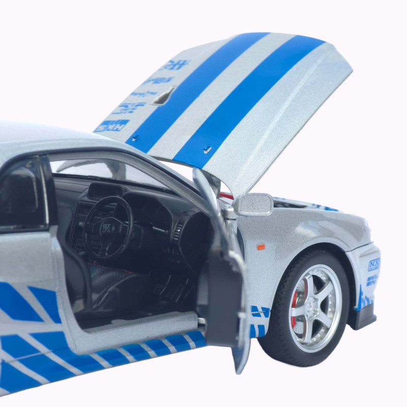 Машинка метал Nissan Skyline GT-R АвтоЕксперт срібляста 1:24 звук світло відкр двері капот багажник (1990-21)