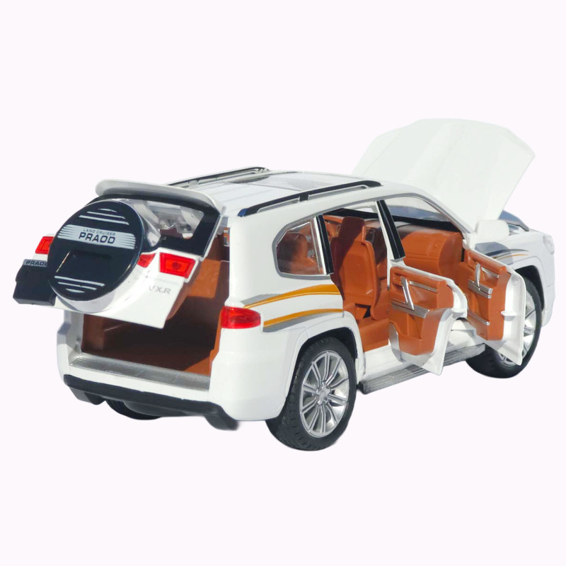 Машинка метал Toyota Land Cruiser Prado АвтоЕксперт біла 1:24 звук світло відкриваються двері капот багажник (1200-57)