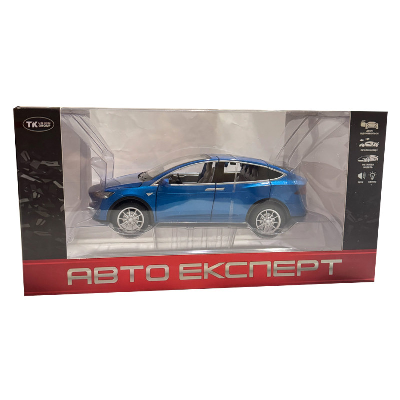 Машина металева Tesla Model 5 Тесла синя 1:22 світло звук відч двері баг капот 21*8*7см (RS-66012)