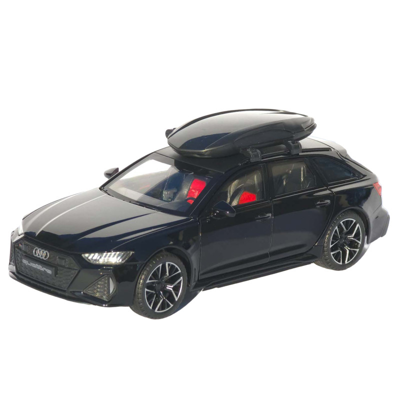 Машинка метал Audi RS6 Avant чорна 1:24 світло звук відкр двері капот багажник (1870-07)
