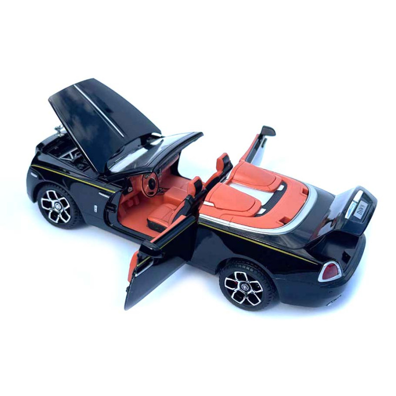 Машинка метал Rolls-Royce Dawn Spofec Ролс Ройс кабріолет чорний 1:24 відкр двері баг капот звук світло 22*6,5*8см (AP-2013)