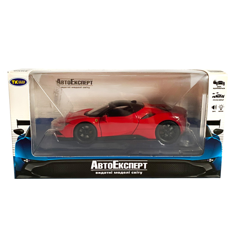 Іграшкова машинка металева Ferrari, Феррарі червона, звук, світло, інерція, откр двері, капот, Автоексперт, 1:32,14,5*7*4см (ТК-19002)
