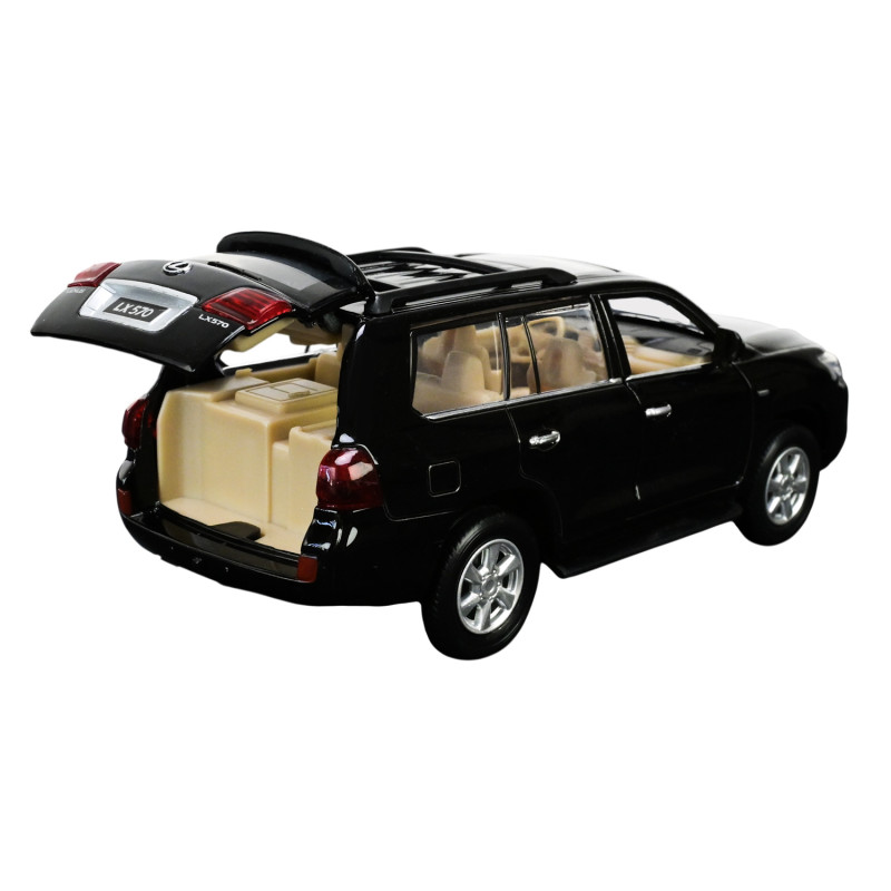 Машинка метал Lexus LX570 Автопром чорна 1:32 світло звук відкр двері багажник (68301)