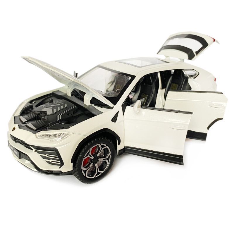 Машинка металева Lamborghini Urus, Ламборгіні Урус, Автоексперт, біла, 1:24,метал, звук,світло,інерція,рухомі елементи, 21*6*8см (GT-06441)
