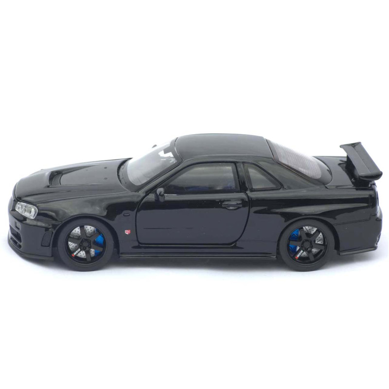 Машинка металл Nissan Skyline GT-R черная 1:32 свет звук инерция открыв двери капот багаж (TK-13306)
