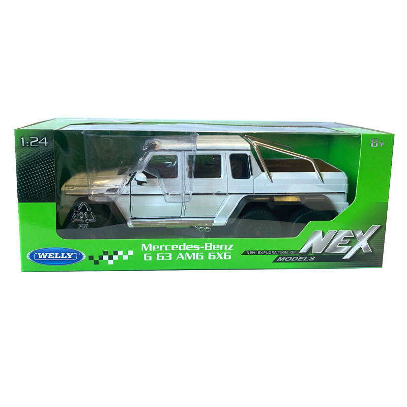 Іграшкова машинка металева WELLY 1:24 MERCEDES-BENZ G63 AMG 6X6, біла, 23.5*8*8.5см (24061W)