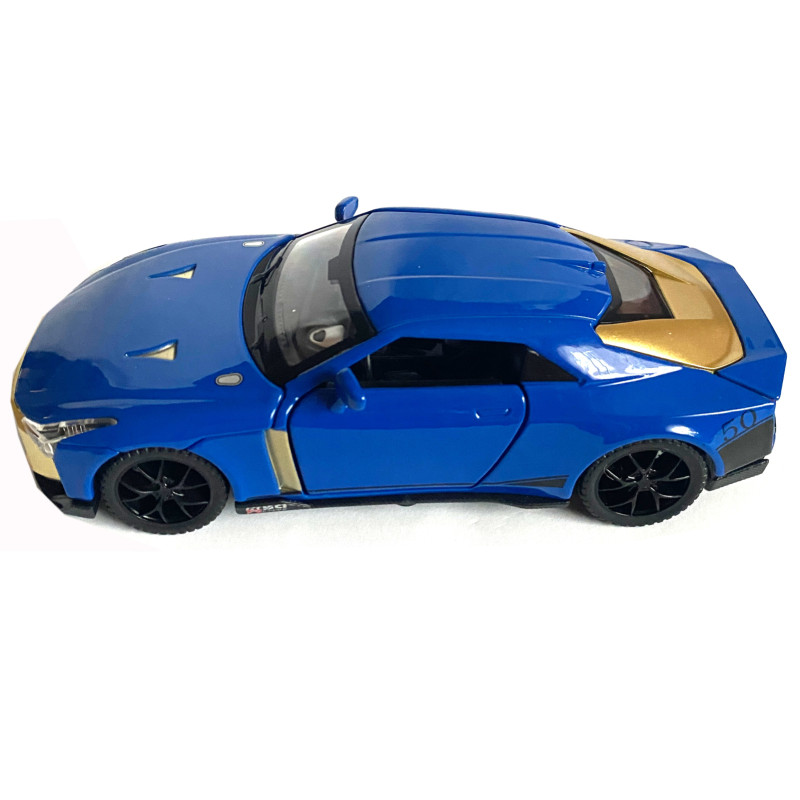 Іграшкова машинка металева Nissan GT-R 50, нісаан, синій, звук, світло, інерція, откр двері, багажник, капот, Автоексперт, 1:32, 14,5*7*6см (ТК-17799)