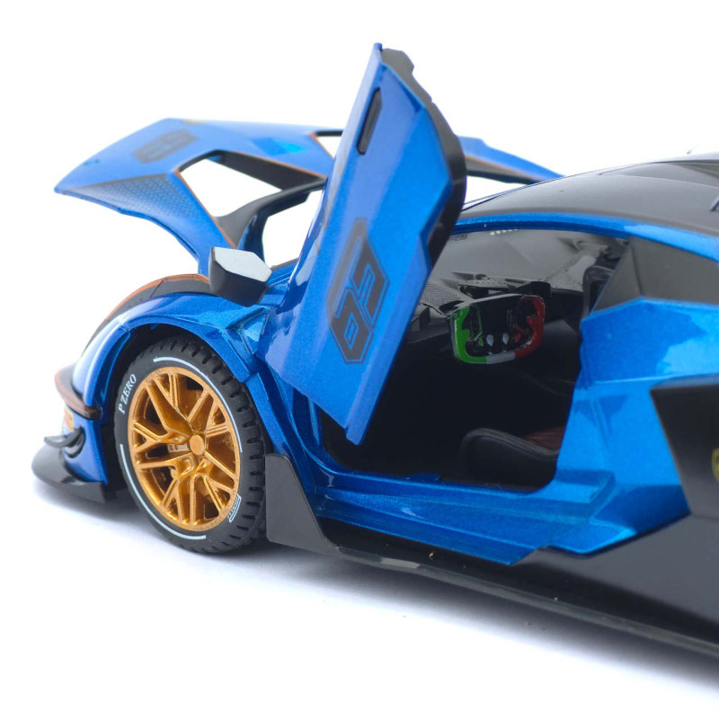 Машинка метал Lamborghini Essenza SCV12 синя 1:24 звук світло відчин двері капот багажник (1650-05)