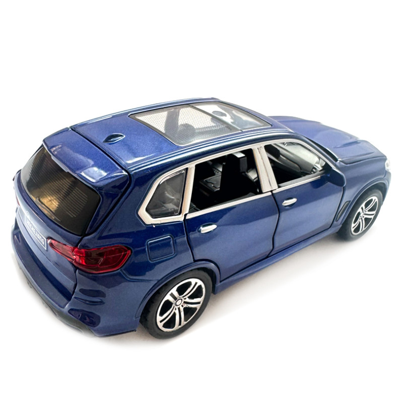 Машинка металева BMW X5 БМВ 1:32 синя світло звук інерція відкр двері багажник капот 16*7*5,5см (36299)