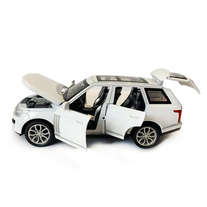 Машинка металева дитяча Range Rover, Рендж Ровер, білий, Автоексперт, 1:32, звук, світло, інерція, відкриваються двері багажник капот, 15*7*6 см. (48697W)
