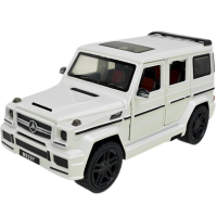 Машинка металл Mercedes-Benz G-Class Gelandewagen белая 1:24 звук свет открыв двери капот багажник (AP7717)