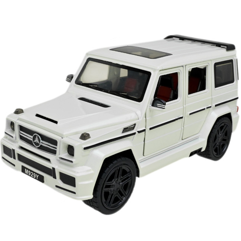 Машинка металл Mercedes-Benz G-Class Gelandewagen белая 1:24 звук свет открыв двери капот багажник (AP7717)