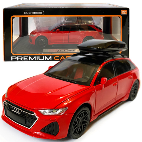 Машинка металлическая Audi RS6 ауди красная 1:24 свет инерция открываются двери багажник капот багажник резина колеса 21*8*8см (AP-2070)