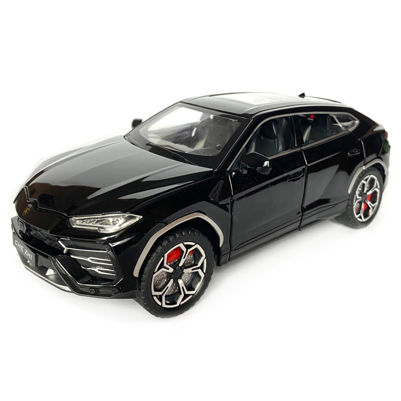 Машинка металева Lamborghini Urus, Ламборгіні Урус, Автоексперт, чорна, 1:24,метал, звук,світло,інерція,рухомі елементи, 21*6*8см (GT-06441)