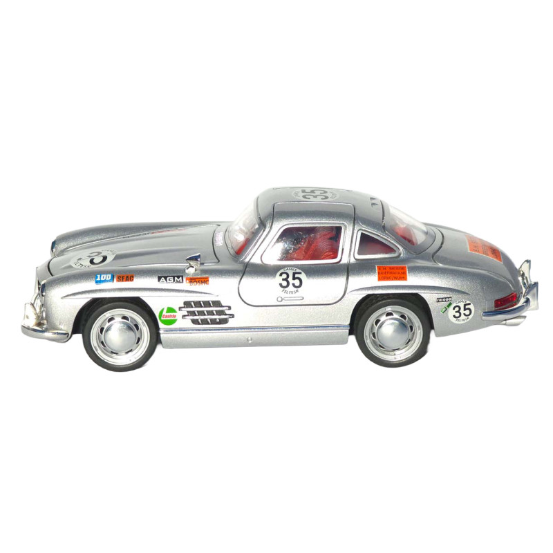 Машинка металлическая Mercedes-Benz 300 SL Gullwing серебристый свет звук откр дверь капот багажник (TK-16449)