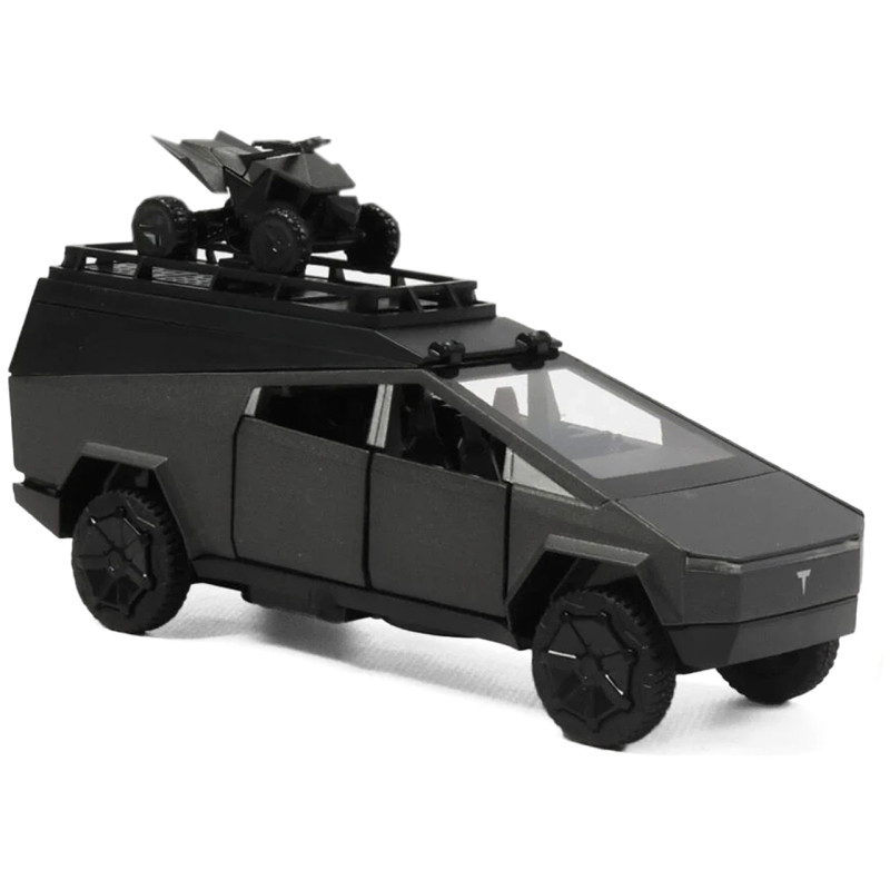 Машинка металева Tesla Cybertruck кемпінг сіра Тесла Кібертрак 1:32 відкр двері багажник з кухнею (60117)