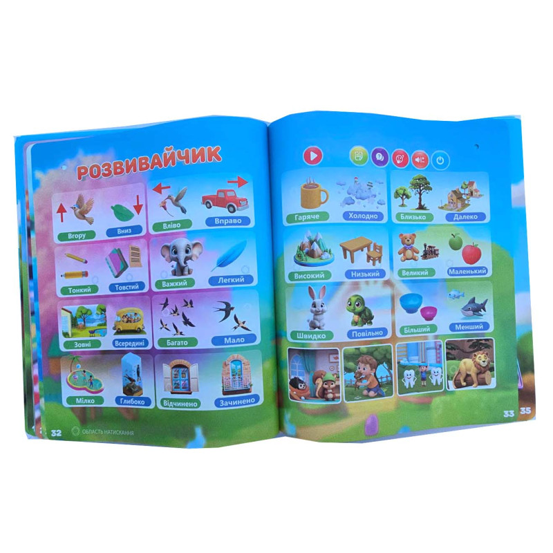 Інтерактивний віммельбух Велика книга WToys укр мова сенсорна з акум абетка казки пісні загадки 28 тем (99927)