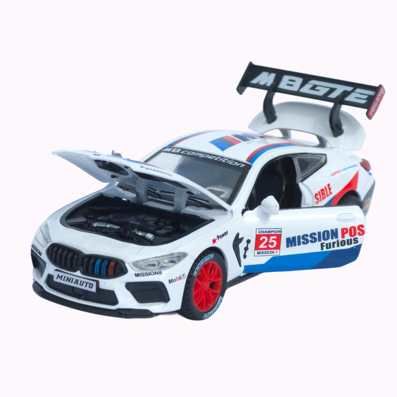 Машинка метал BMW M8 Competition GTE АвтоЕксперт біла 1:32 звук світло інерція 16*7*4 см (LF-46311)