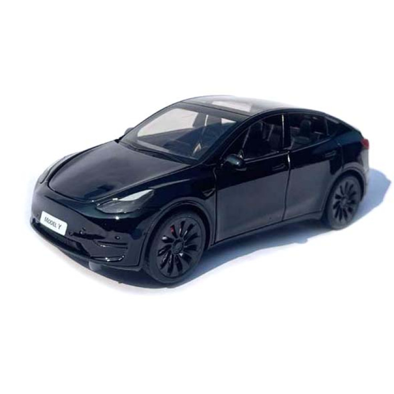 Машинка метал Tesla model Y електрокар чорна Тесла 1:24 відкр двері баг капот звук світло 19*6,5*8,5см (EL 70333)
