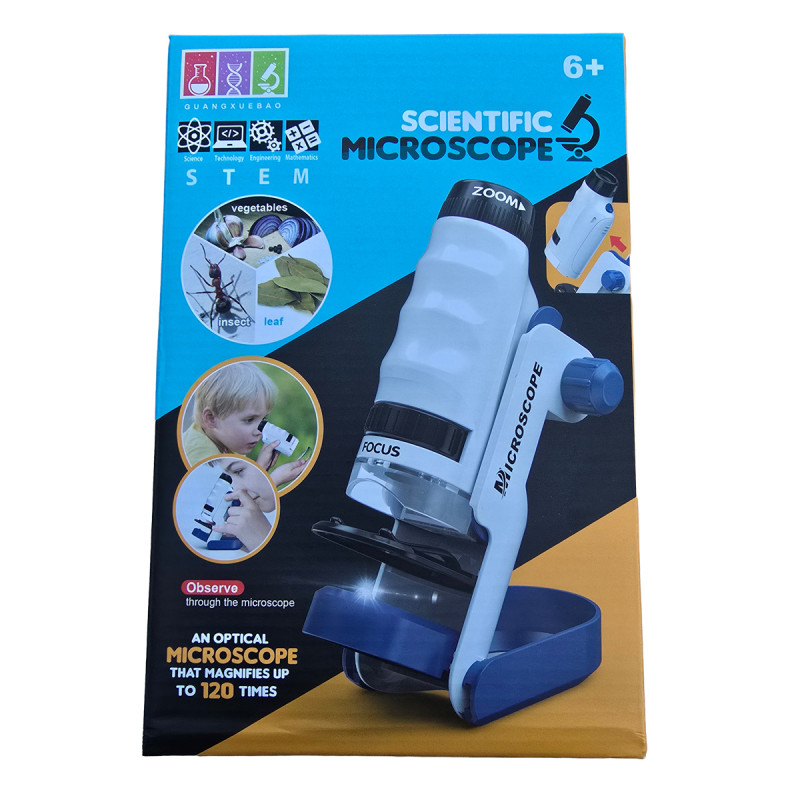 Дитячий мікроскоп Scientific microscope до 120х батарейках аксесуари світло (1220-1)