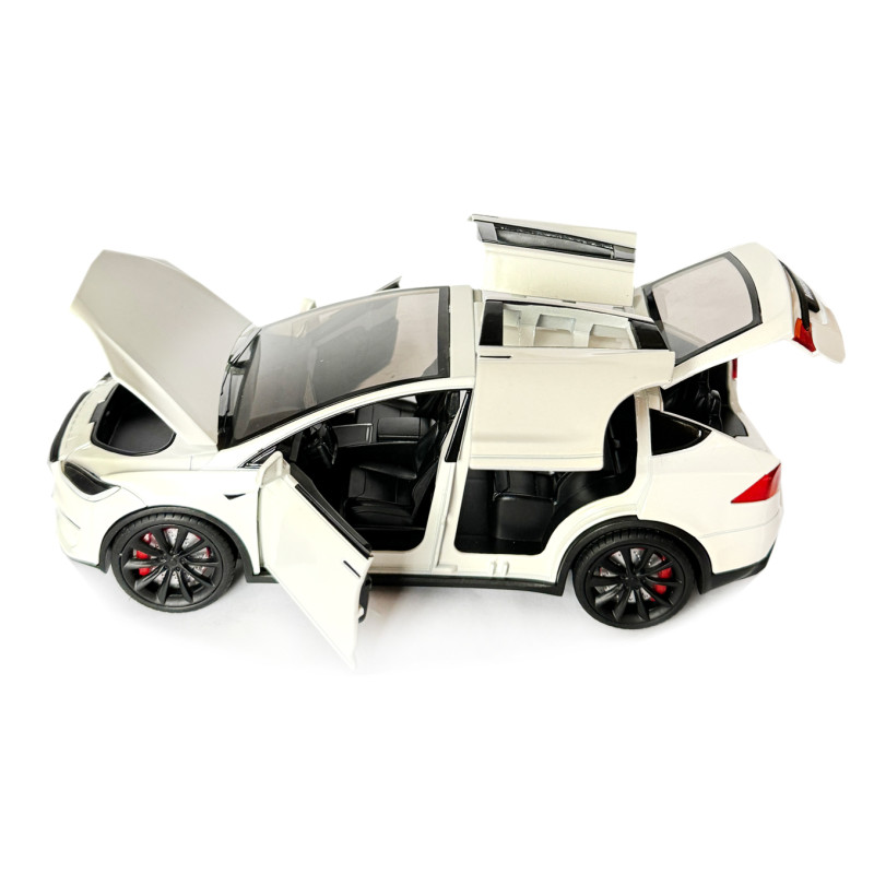 Машинка металева Tesla Model X Electrocar Тесла Модель X Електрокар біла 1:24 зарядна станція звук світло відч двері капот багажник гум колеса 18*6*8см (AP-2004)