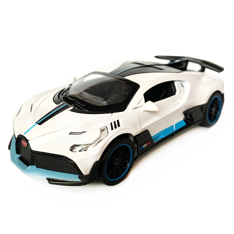 Іграшкова машинка металева Bugatti Divo, Бугатті, біла, звук, світло, інерція, відкр двері, Автоексперт, 1:32,15*7*5см (ТК-10063)